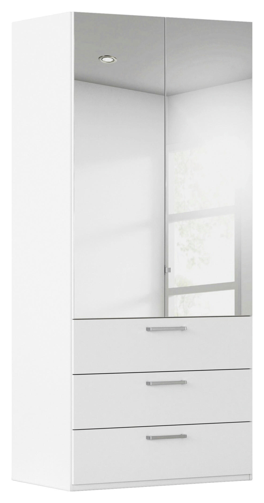 DREHTÜRENSCHRANK 101/223/61 cm,  in Weiß, 2-türig  - Chromfarben/Edelstahlfarben, Basics, Glas/Holzwerkstoff (101/223/61cm) - Novel