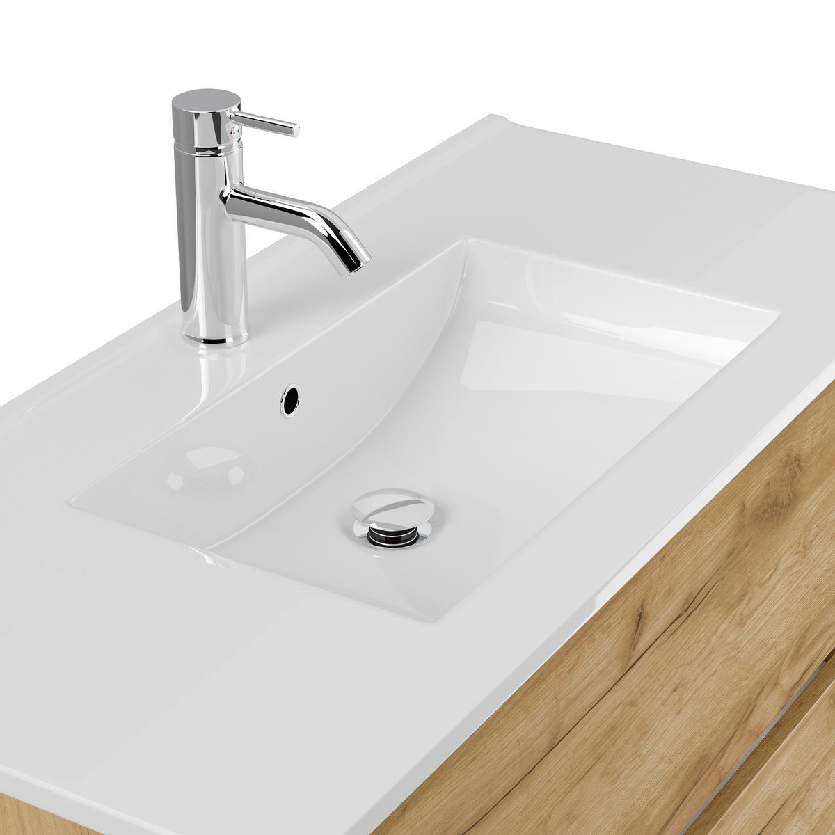 BADEZIMMER 2-teilig  in 100 cm  - Eichefarben/Goldfarben, Basics, Keramik/Holzwerkstoff (100cm) - MID.YOU