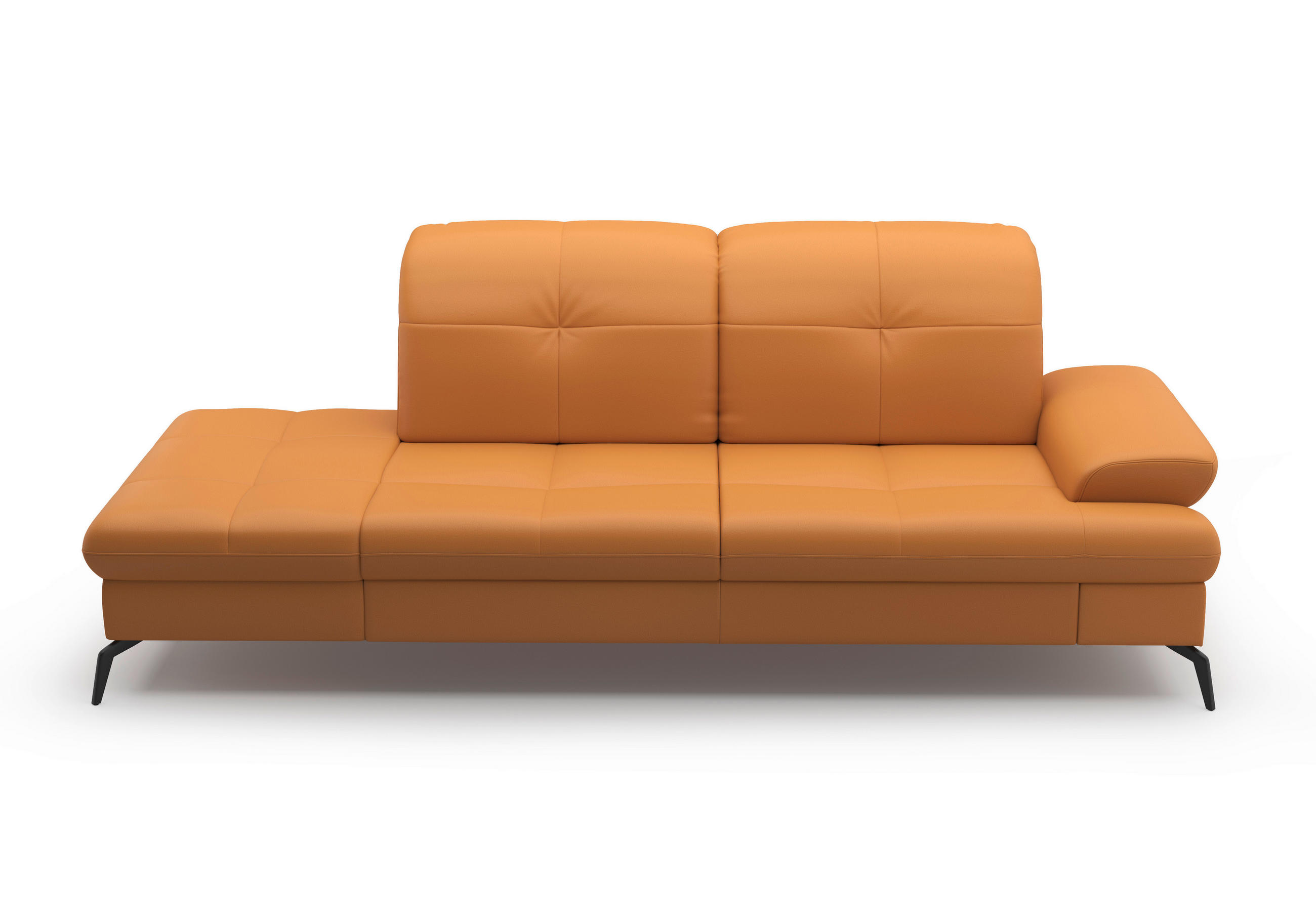 RÉCAMIERE in Vliesstoff Kombination Echtleder/Stoff Currygelb  - Currygelb/Schwarz, KONVENTIONELL, Leder/Textil (231/90/122cm) - Sit & More