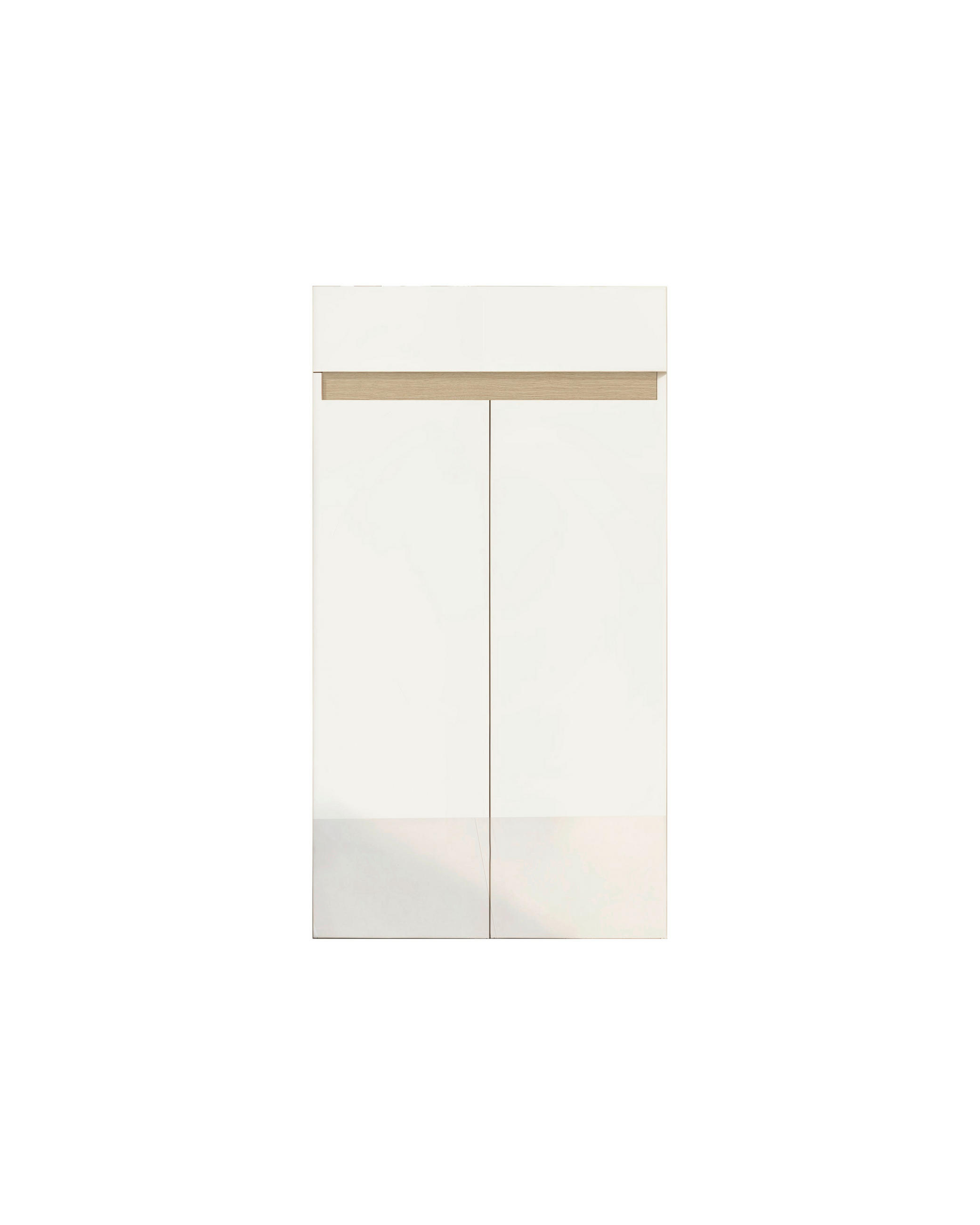 SCHUHSCHRANK Eichefarben, Weiß Hochglanz  - Eichefarben/Weiß Hochglanz, Design, Holzwerkstoff (63/114/35cm) - MID.YOU