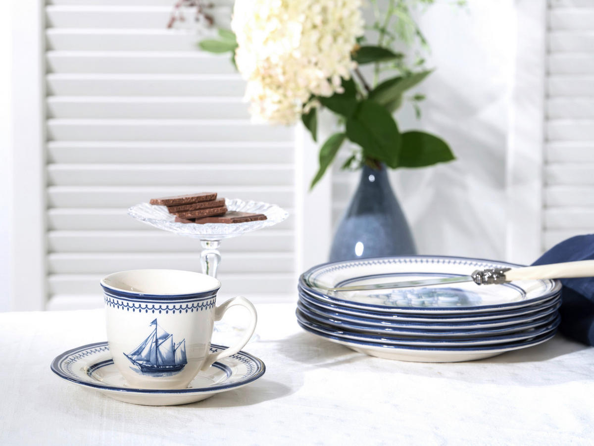 KAFFEESERVICE Blau, Weiß Segelschiff blau 18-teilig  - Blau/Weiß, Basics, Keramik - Creatable