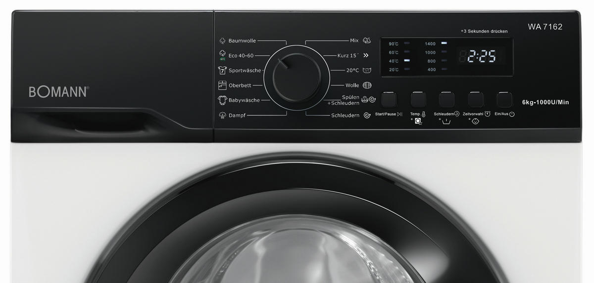 WASCHMASCHINE WA 7162  - Weiß, Trend, Metall (59,5/85,0/44,0cm) - Bomann