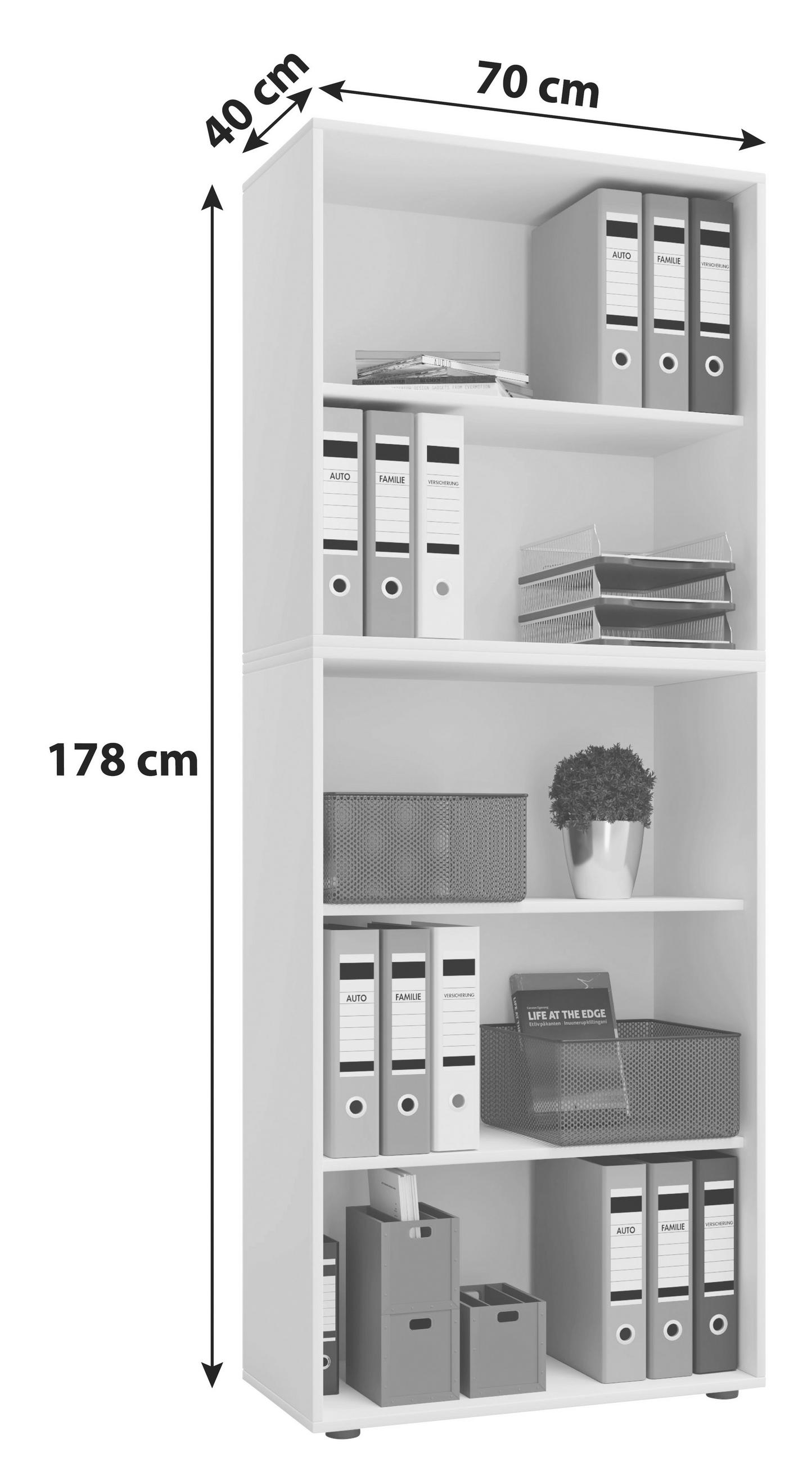 AKTENREGAL Grau - Schwarz/Grau, Basics, Holzwerkstoff (70/178/40cm) - MID.YOU