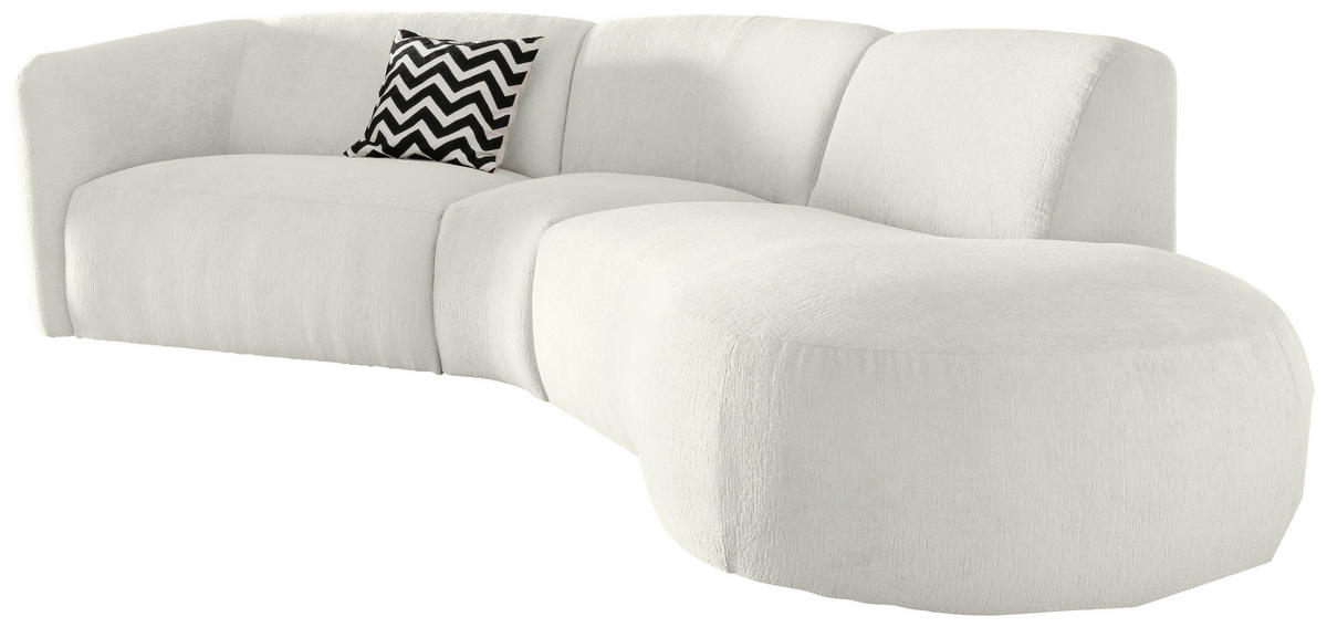 ECKSOFA in Mikrofaser Weiss  - Weiss/Schwarz, Modern, Kunststoff/Textil (276/182cm) - Livetastic