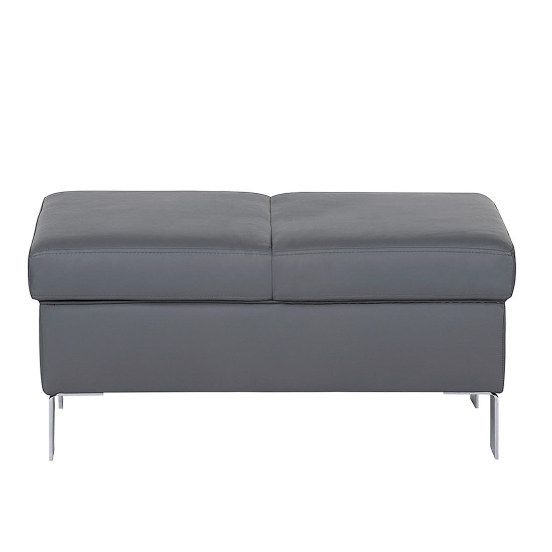 HOCKER Leder Anthrazit  - Chromfarben/Anthrazit, Design, Leder/Metall (91/44/57cm) - Livetastic