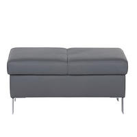 HOCKER Leder Anthrazit  - Chromfarben/Anthrazit, Design, Leder/Metall (91/44/57cm) - Livetastic