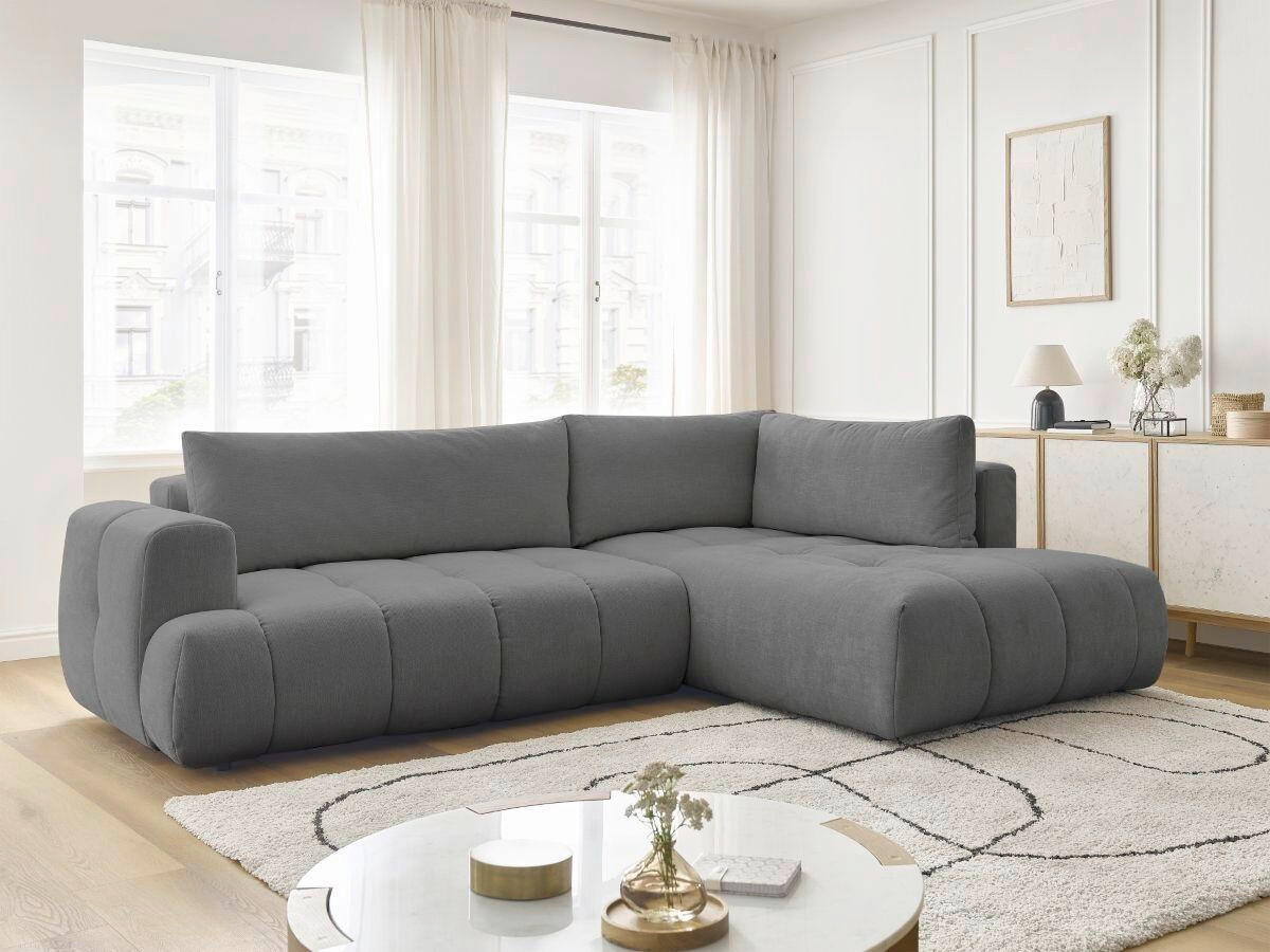 ECKSCHLAFSOFA FUJI Leinenoptik Dunkelgrau  inkl.  - Dunkelgrau/Schwarz, MODERN, Kunststoff/Textil (282/204cm)