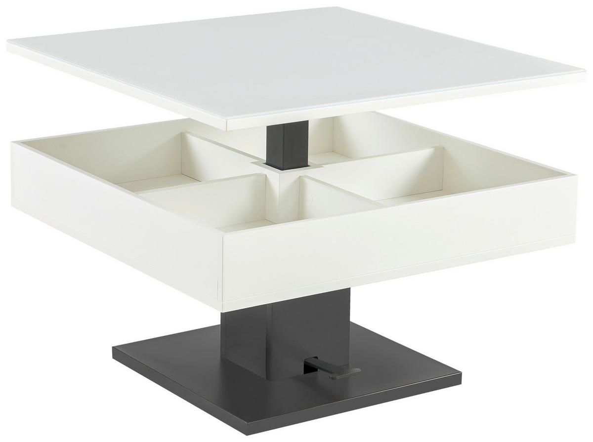 COUCHTISCH Klarglas 80/80/47 cm rechteckig Schwarz, Weiß  - Schwarz/Weiß, Design, Glas/Holzwerkstoff (80/80/47cm) - Livetastic