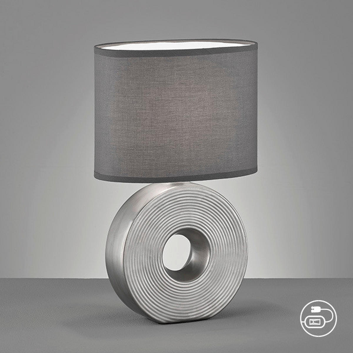 TISCHLEUCHTE - Weiss/Anthrazit, Design, Keramik/Textil (23/13/38cm) - Fischer & Honsel