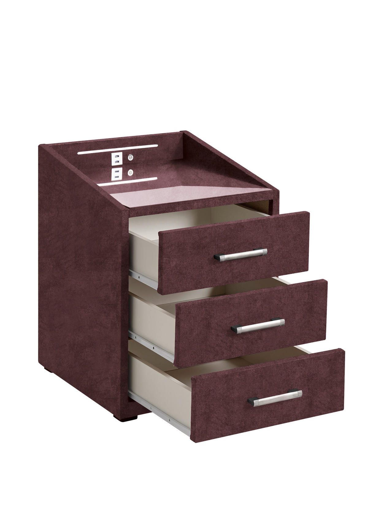 NACHTTISCH  in Aubergine  - Silberfarben/Aubergine, Modern, Holzwerkstoff/Kunststoff (47cm) - MID.YOU