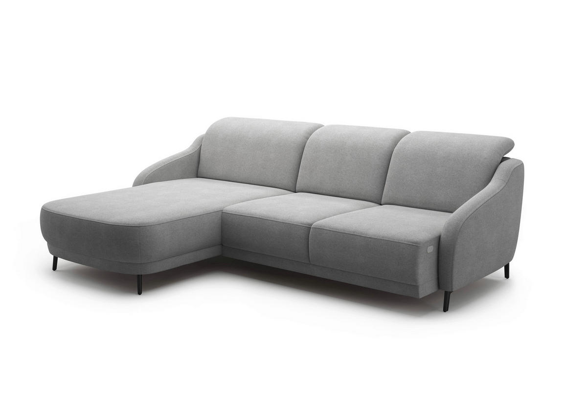 ECKSOFA BLUES V Grau Mikrofaser  - Schwarz/Grau, MODERN, Textil/Metall (191/271cm) - Sit & More