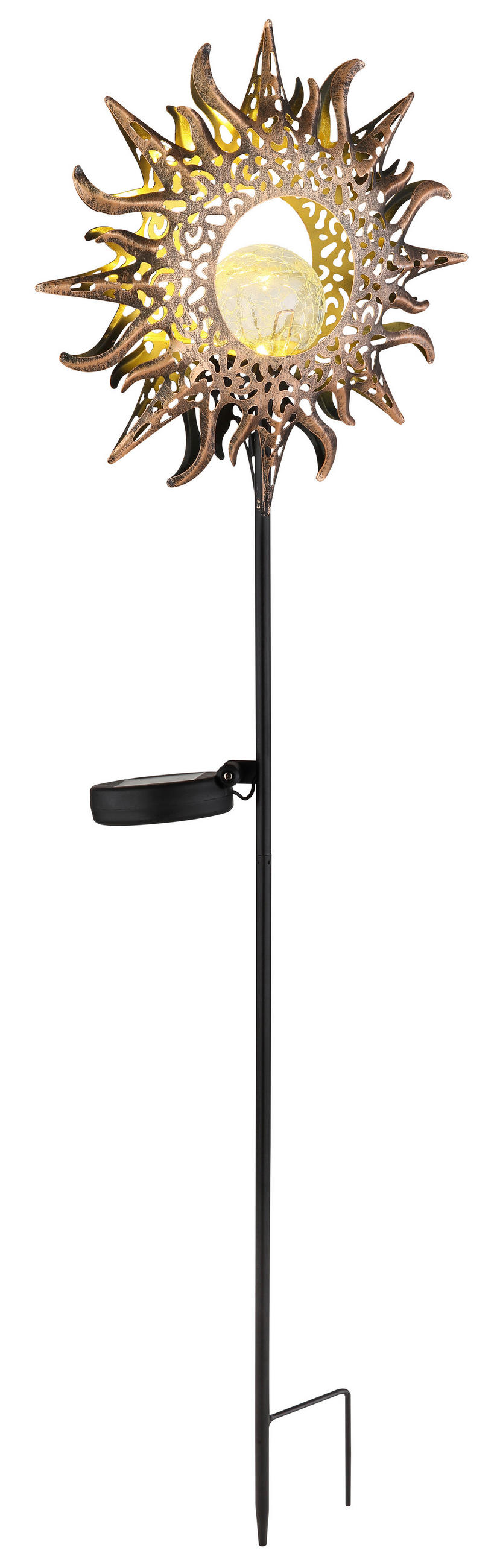 SOLÁRNÍ SVÍTIDLO, 24,2/81,5 cm - černá/bronzová, Basics, kov/plast (24,2/81,5cm) - Ambia Garden