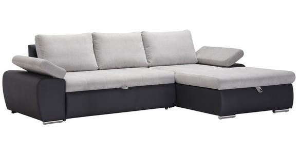 ECKSOFA  in Flachgewebe Hellgrau, Dunkelgrau  271/175 cm  - Dunkelgrau/Hellgrau, Design, Kunststoff/Textil (271/175cm) - Xora
