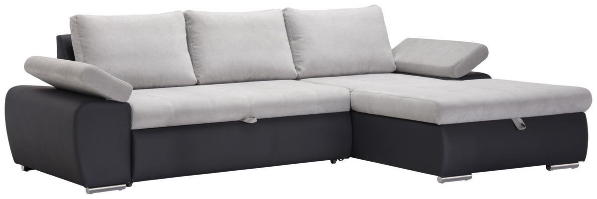 ECKSOFA in Flachgewebe Hellgrau, Dunkelgrau  - Dunkelgrau/Hellgrau, Design, Kunststoff/Textil (271/175cm) - Xora