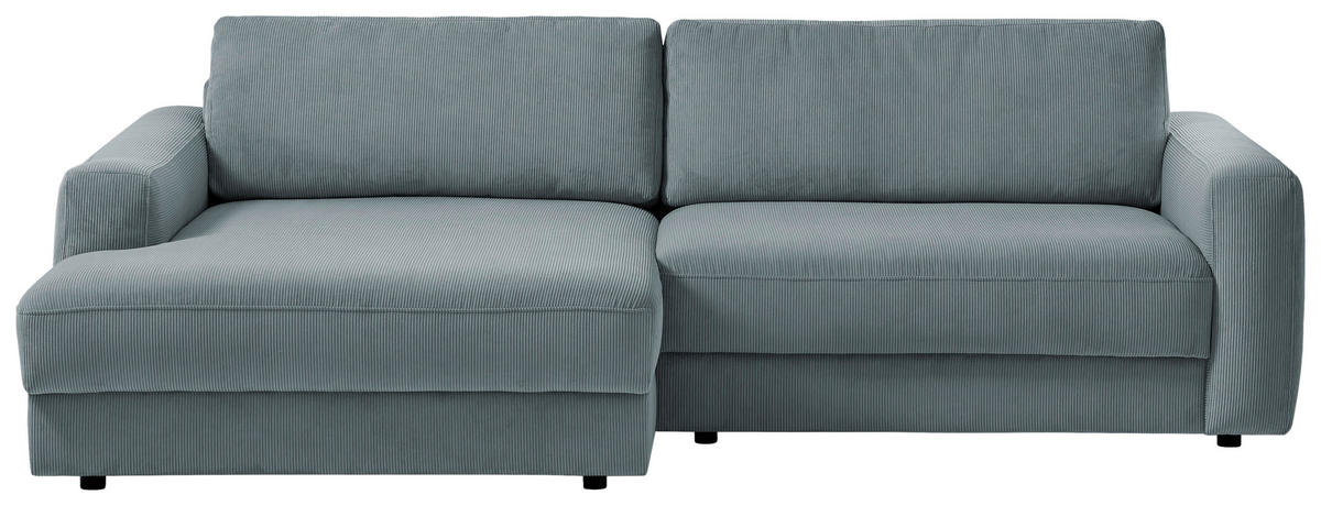 ECKSOFA BOURBON Blaugrau Cord  - Blaugrau/Schwarz, MODERN, Textil (176/250cm) - Trendmanufaktur