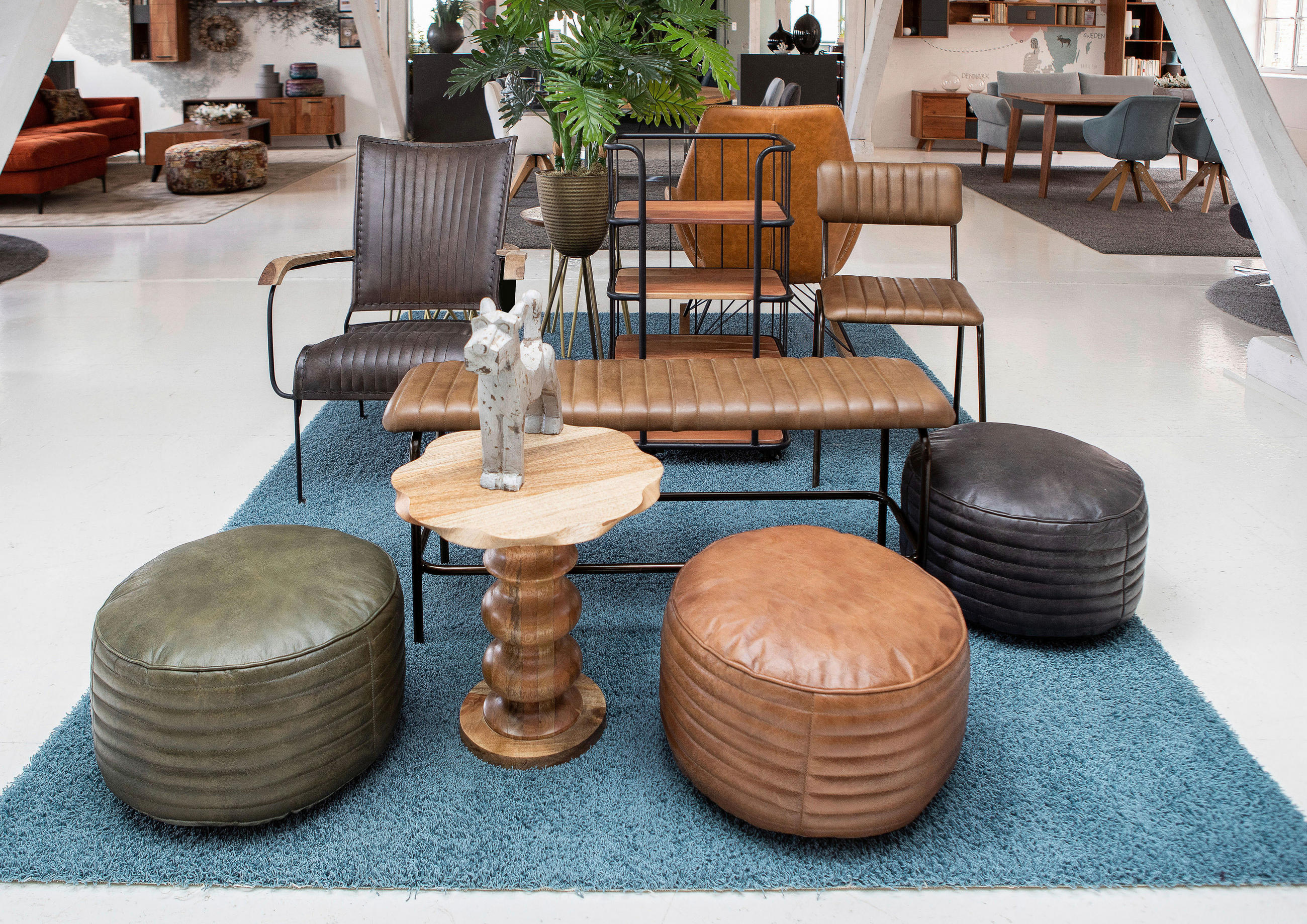 POUF in Anthrazit Leder  - Anthrazit, KONVENTIONELL, Leder (50/30/50cm) - Livetastic