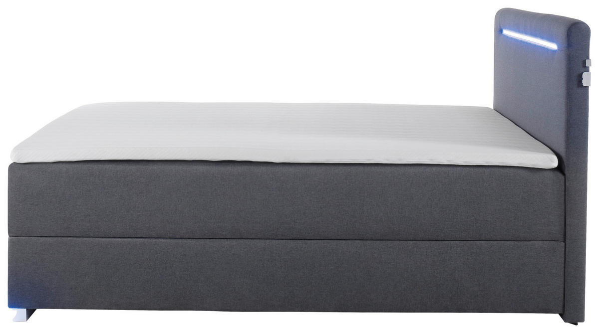 BOXSPRINGBETT 140/200 cm  in Anthrazit  - Anthrazit/Silberfarben, Design, Kunststoff/Textil (140/200cm) - Boxxx