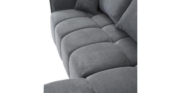 ECKSOFA Grau Plüsch Zierkissen, Rückenkissen, Bettkasten, Schlaffunktion, Rücken echt, Liegefläche im Originalstoff  - Schwarz/Grau, KONVENTIONELL, Kunststoff/Textil (253/192cm) - Carryhome