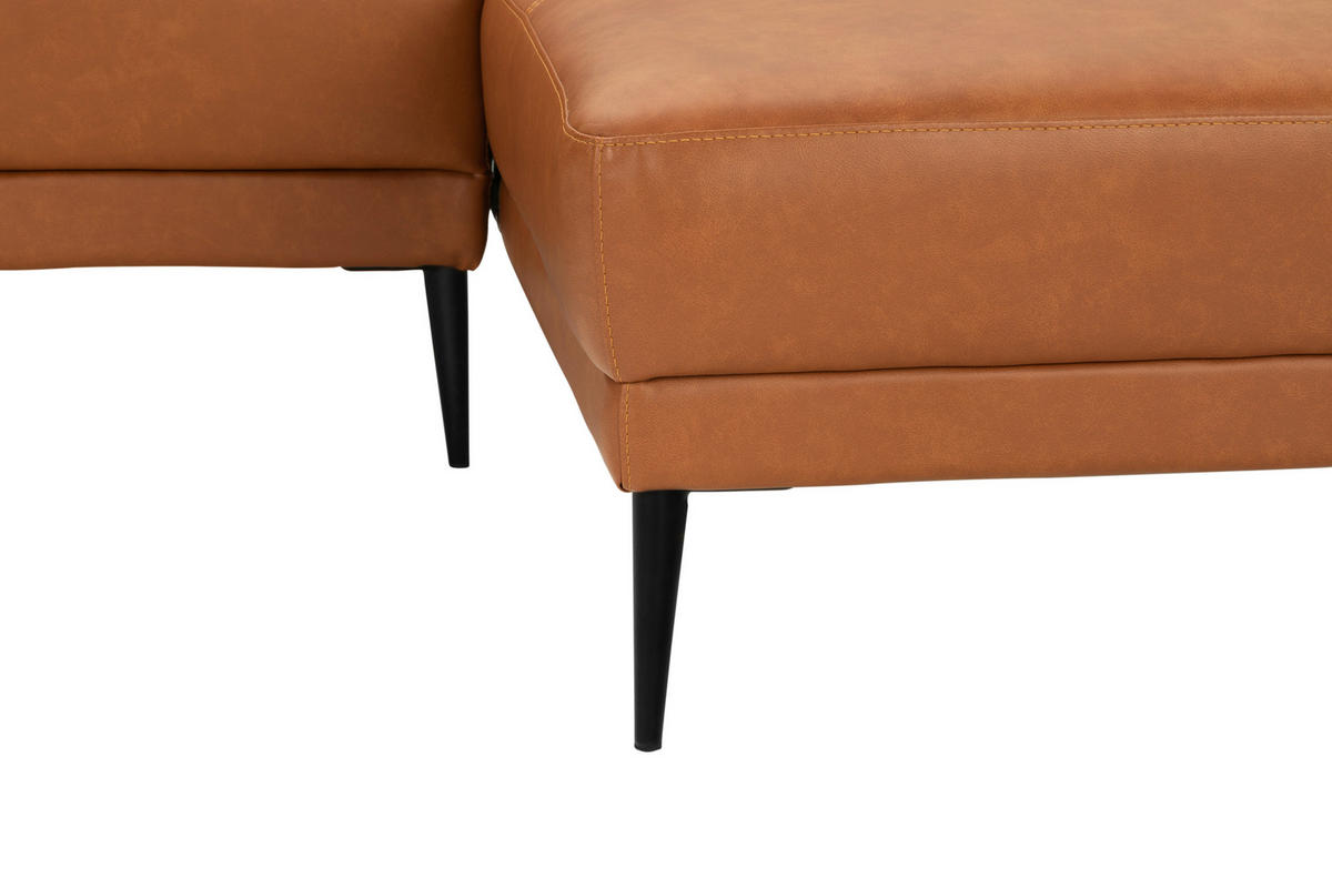 ECKSOFA Rostfarben Echtleder  - Rostfarben/Schwarz, Design, Leder/Metall (233/153cm) - Livetastic