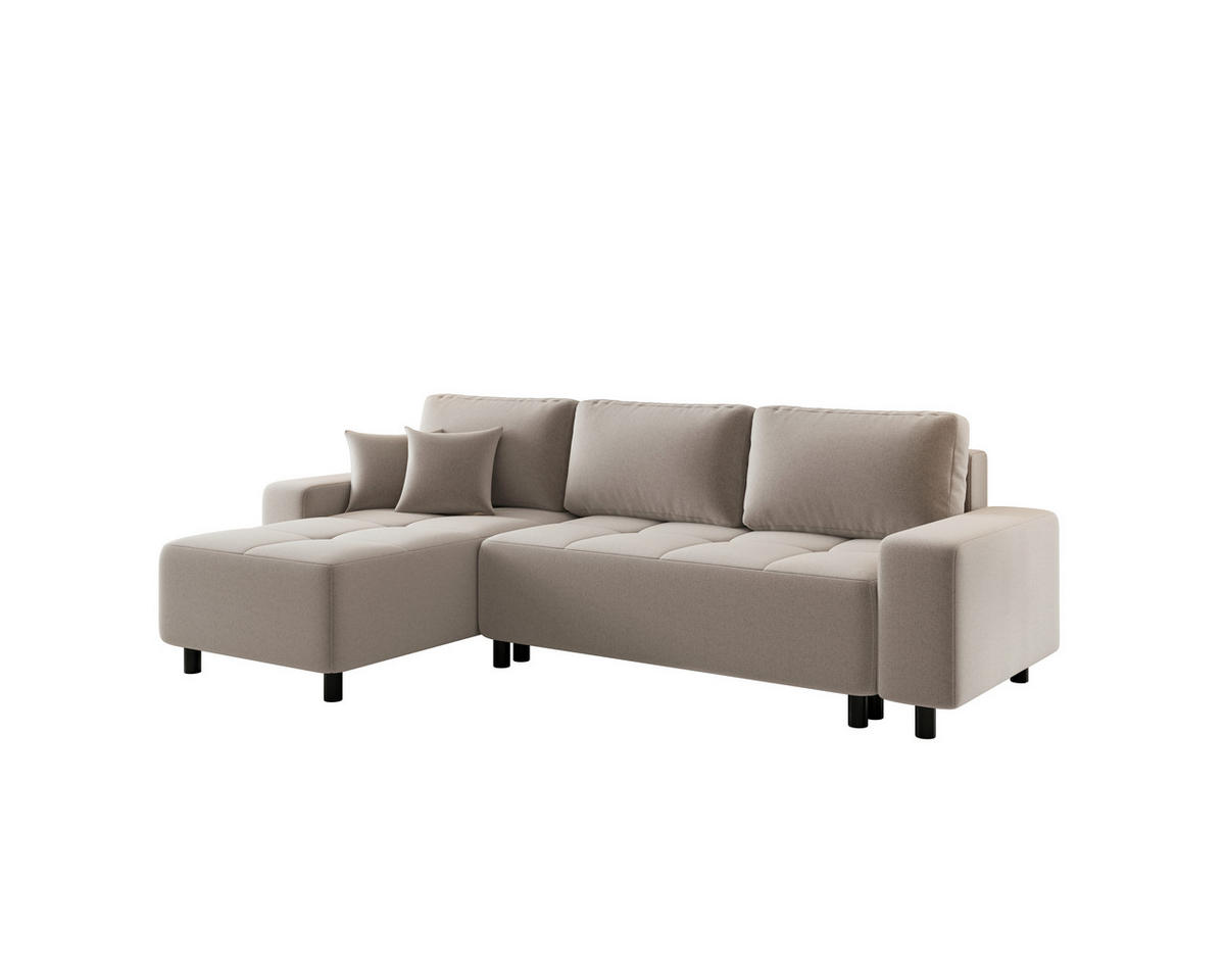 ECKSOFA  in Jacquard Beige  - Beige/Schwarz, MODERN, Kunststoff/Textil (144/246cm) - Carryhome
