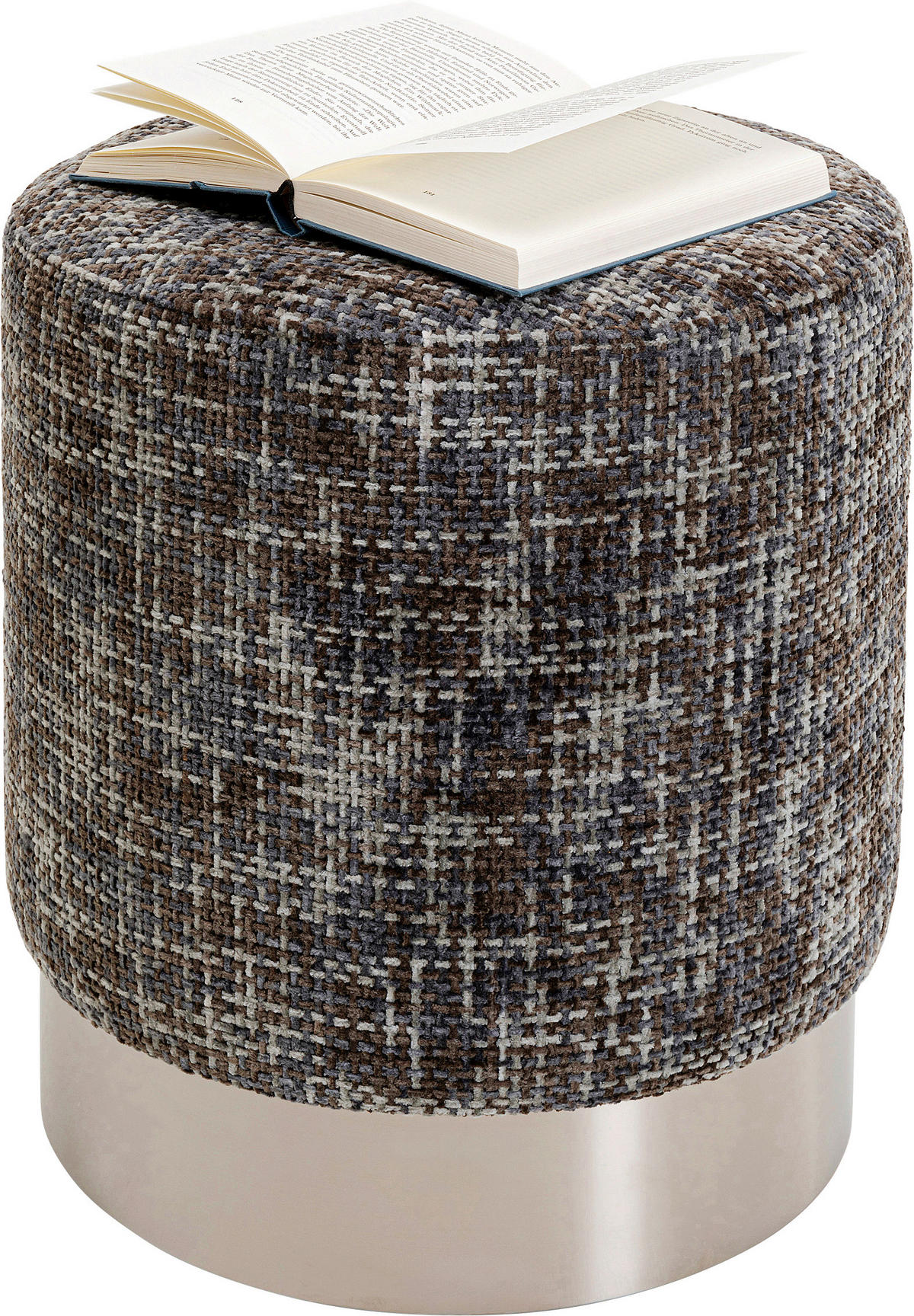 HOCKER Webstoff Silberfarben, Dunkelgrau  - Dunkelgrau/Silberfarben, KONVENTIONELL, Textil/Metall (39/47/39cm) - Kare-Design