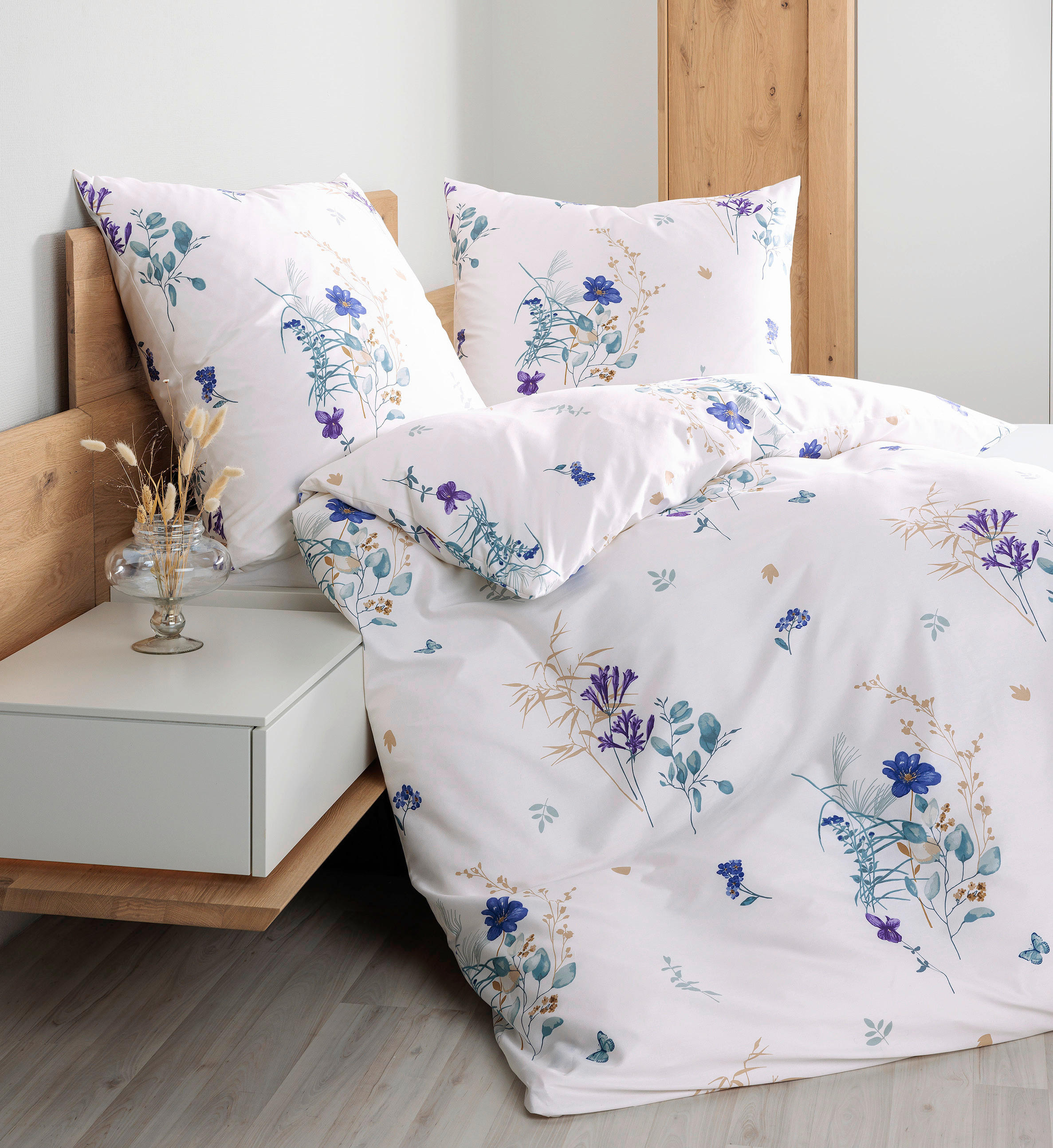 POSTELJNINA 135/200 cm mako saten modra - modra, Konvencionalno, tekstil (135/200cm) - Janine