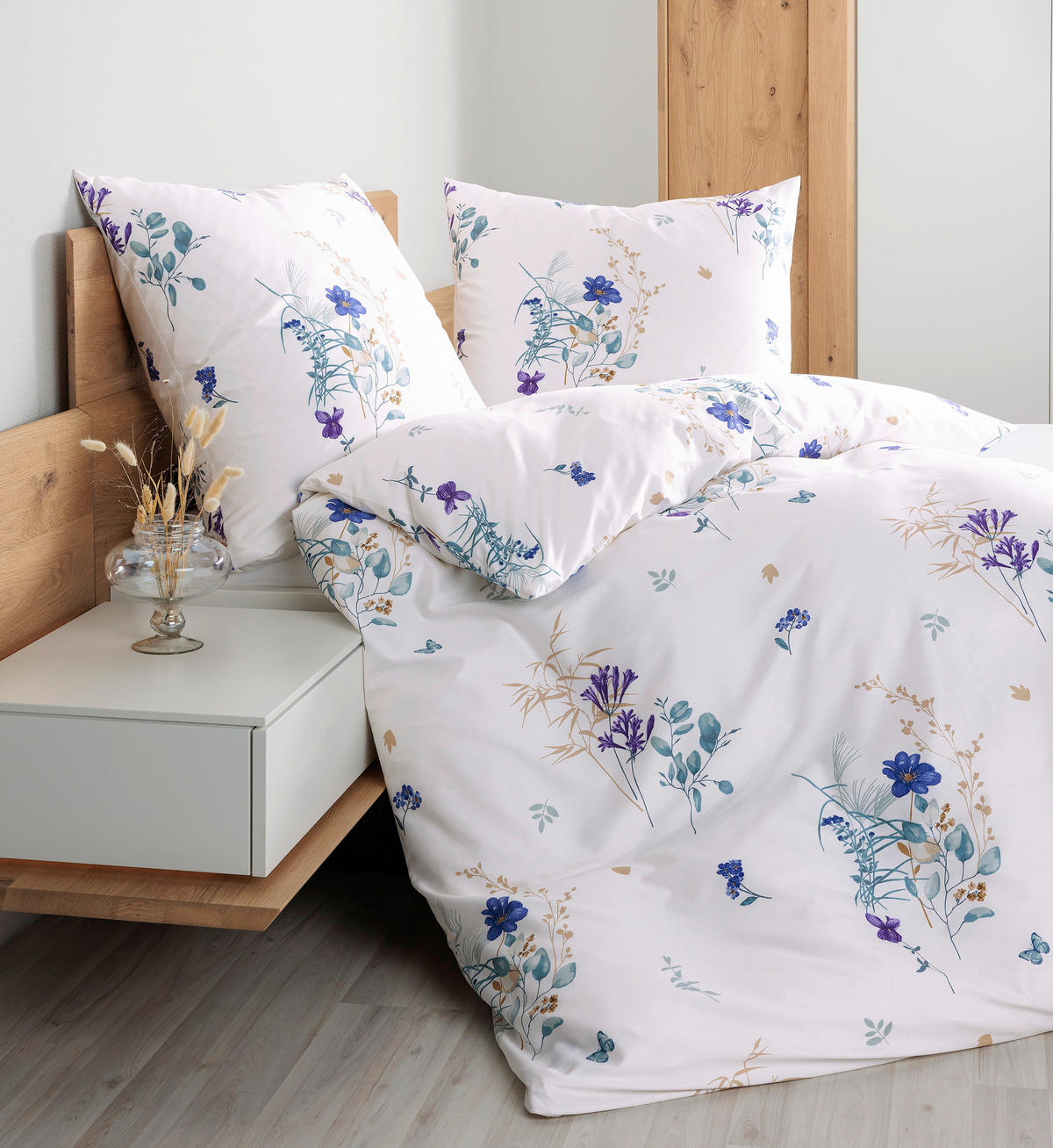 POSTELJNINA 200/200 cm mako saten modra  - modra, Konvencionalno, tekstil (200/200cm) - Janine