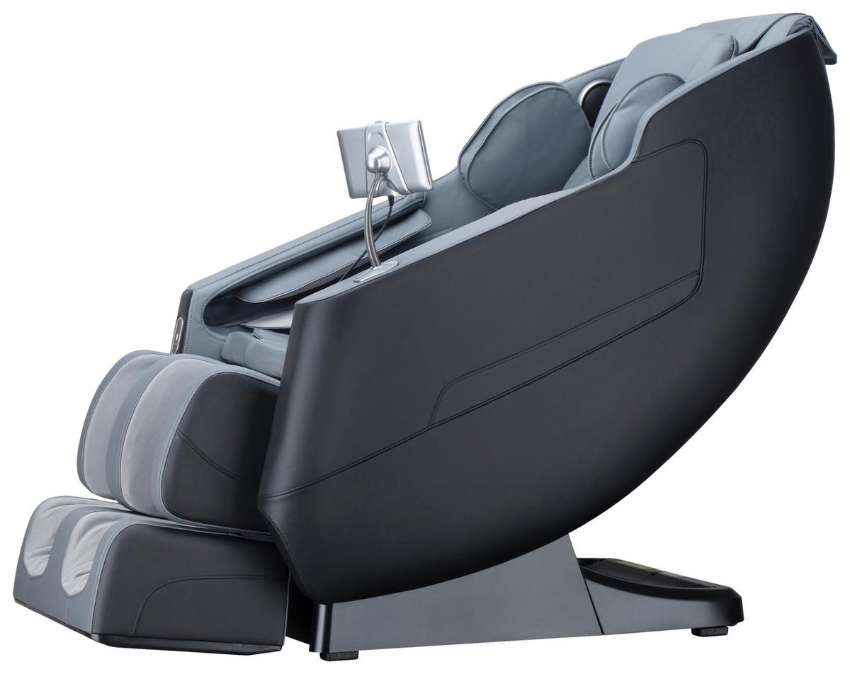 MASSAGESESSEL Fixed po Series  mit Lederlook Grau, Schwarz Relaxfunktion, Liegefunktion, Netzbetrieb, Massagefunktion, USB-Anschluss, ausziehbare Fußstütze, automatische Rückholfunktion, Bluetooth-Lautsprecher, inklusive Armlehnen, Nackenkissen abnehmbar Rückenkissen, Nackenstütze, Sitzkissen, Relaxfunktion, Fußteilverstellung, Nackenkissen  - Schwarz/Grau, KONVENTIONELL, Kunststoff/Textil (136/74,5/104,6cm) - Novel