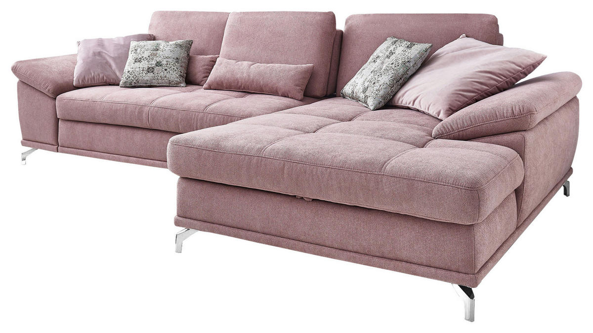 ECKSOFA  in Flachgewebe Flieder Sitztiefenverstellung  301/176 cm  - Silberfarben/Flieder, KONVENTIONELL, Textil/Metall (301/176cm) - Sit & More