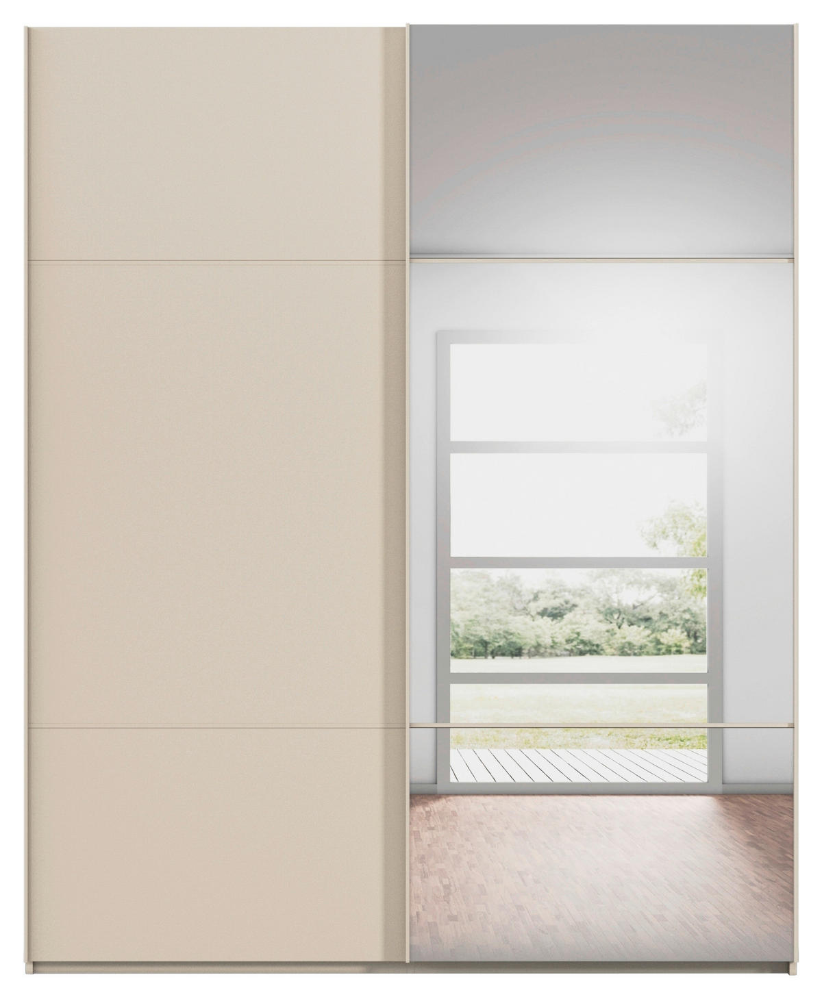 SCHWEBETÜRENSCHRANK in Champagner  - Champagner/Beige, Konventionell, Glas/Holzwerkstoff (162/223/68cm) - Novel