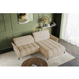 ECKSOFA Beige Flachgewebe Rücken echt, Kopfteilverstellung, Sitztiefenverstellung  - Beige/Schwarz, KONVENTIONELL, Textil/Metall (272/175cm) - Carryhome