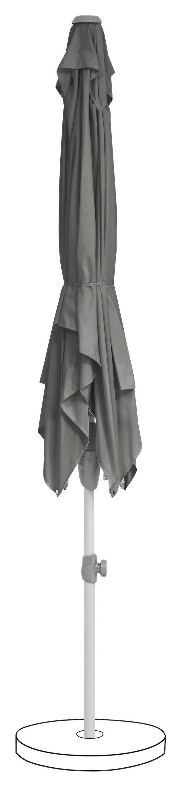 SONNENSCHIRM Grau  - Silberfarben/Grau, KONVENTIONELL, Textil/Metall (250/200cm) - Suncomfort by Glatz