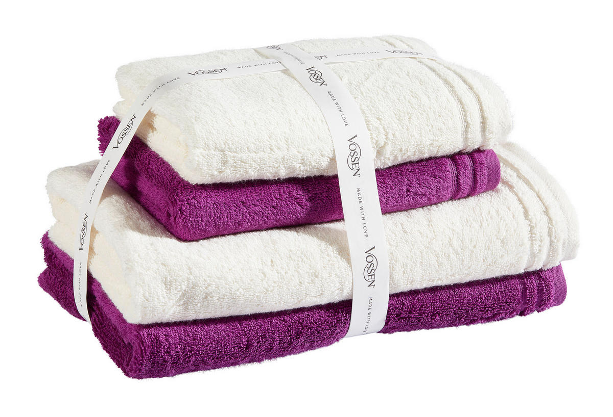 FROTTIERSET SET CALYPSO FEELING Violett, Beige 4-teilig  - Beige/Violett, Basics, Textil - Vossen