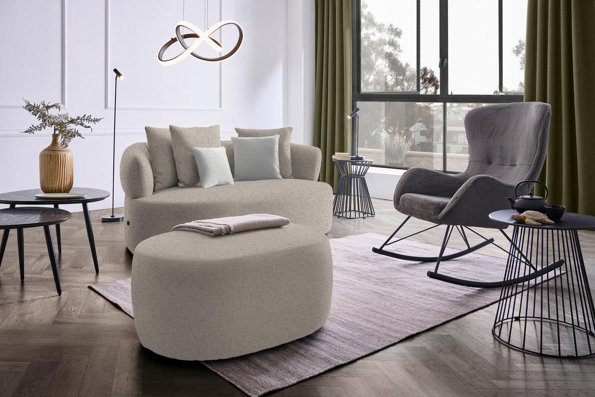 2-SITZER-SOFA in Plüsch Graubraun  - Graubraun/Schwarz, MODERN, Kunststoff/Textil (177/86/105cm) - Hom`in