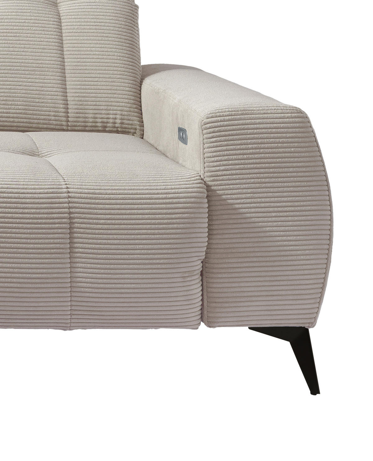 ECKSOFA Beige Cord  - Beige/Schwarz, MODERN, Textil/Metall (200/261cm) - Livetastic