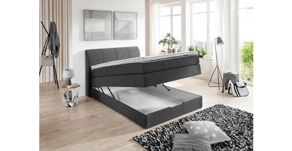 BOXSPRINGBETT 140/200 cm  in Anthrazit  - Anthrazit, KONVENTIONELL, Textil (140/200cm) - Carryhome