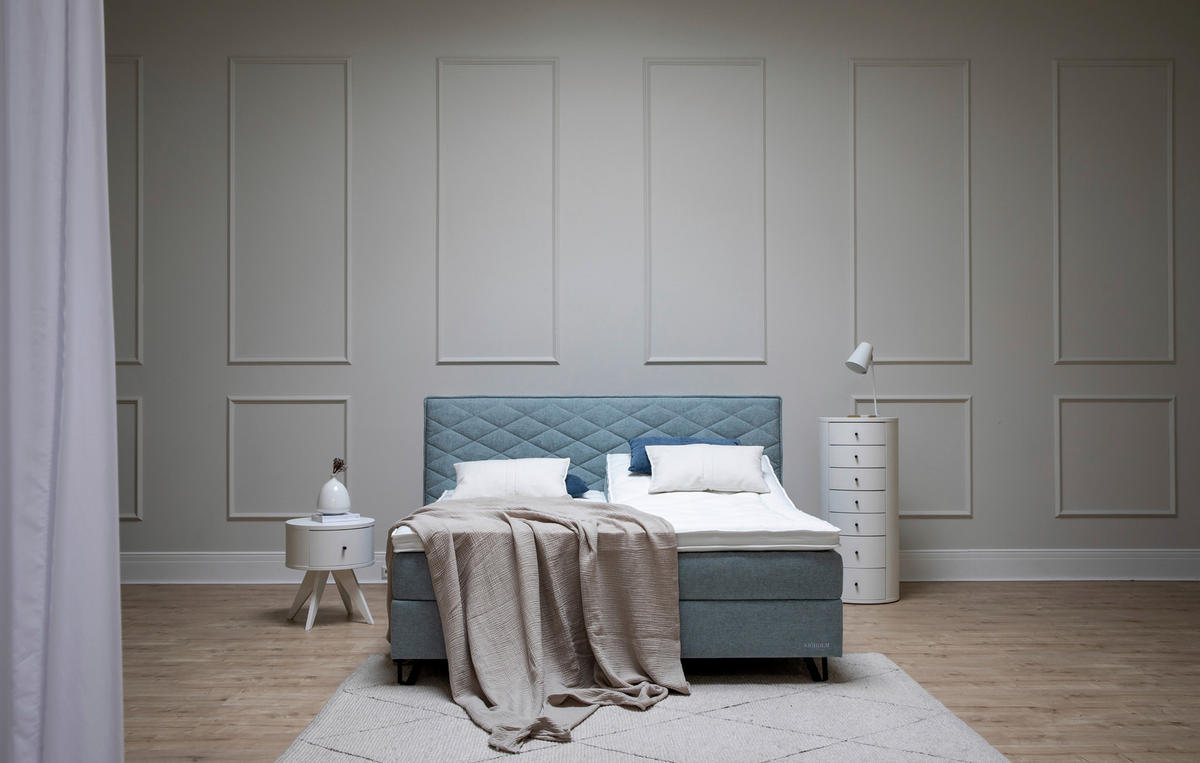 BOXSPRINGBETT 180/200 cm  in Türkis  - Türkis/Schwarz, Konventionell, Holz/Textil (180/200cm) - Sjöholm