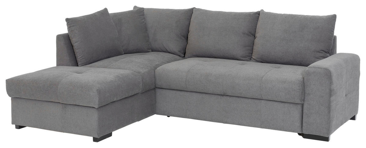 ECKSCHLAFSOFA in Mikrofaser Grau  - Schwarz/Grau, Modern, Kunststoff/Textil (173/241cm) - MID.YOU