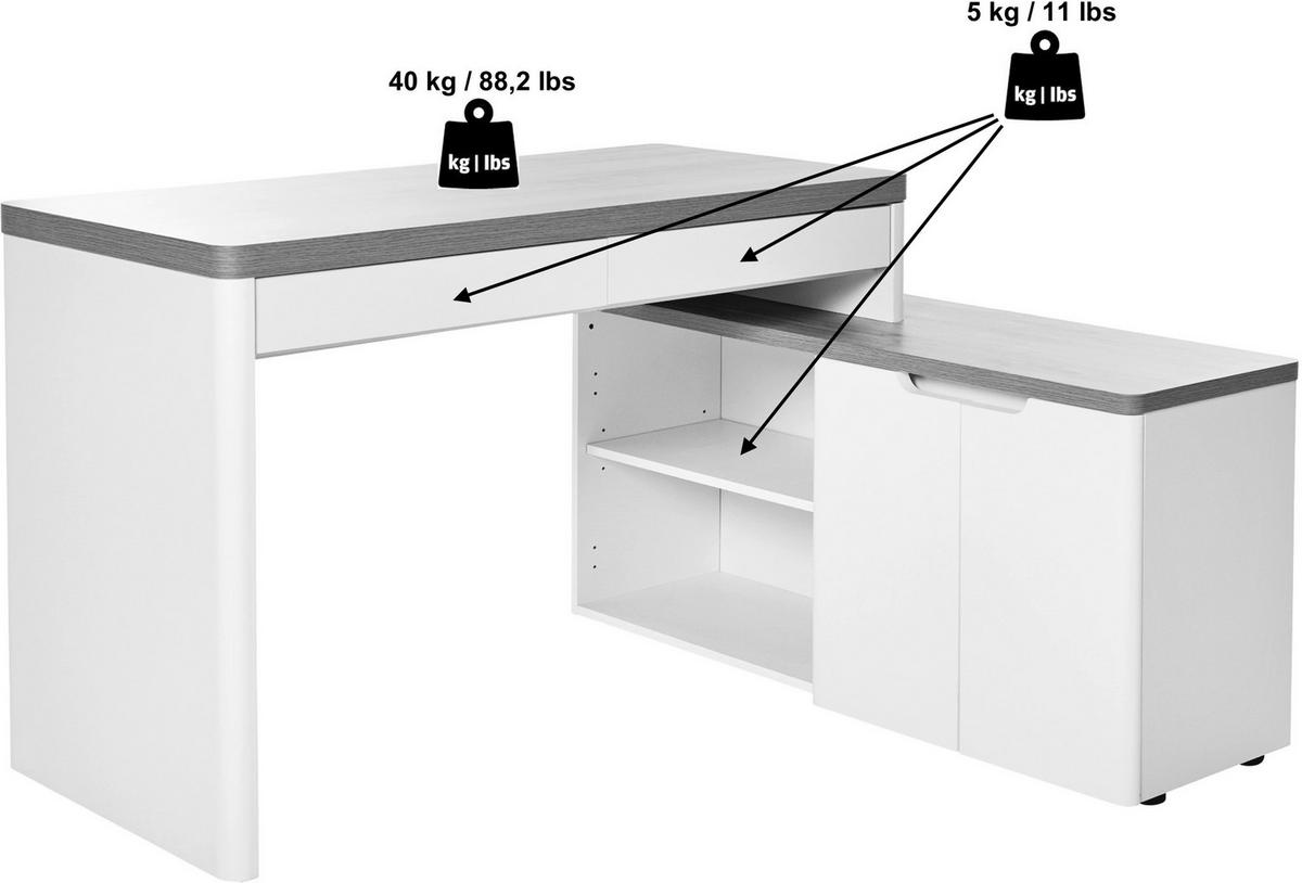 ECKSCHREIBTISCH 140/118/76 cm  in Eichefarben  - Eichefarben, Modern, Holzwerkstoff (140/118/76cm) - Livetastic