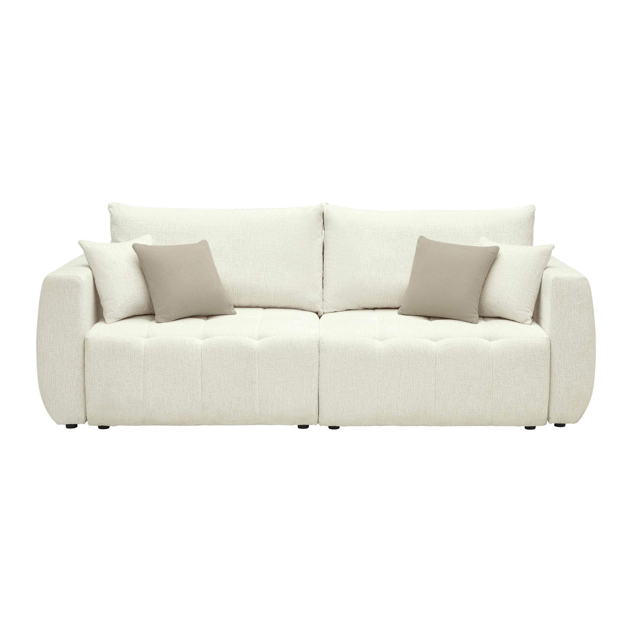 SCHLAFSOFA in Chenille, Jacquard Beige  - Beige/Schwarz, Kunststoff/Textil (245/74-90/104cm) - MID.YOU