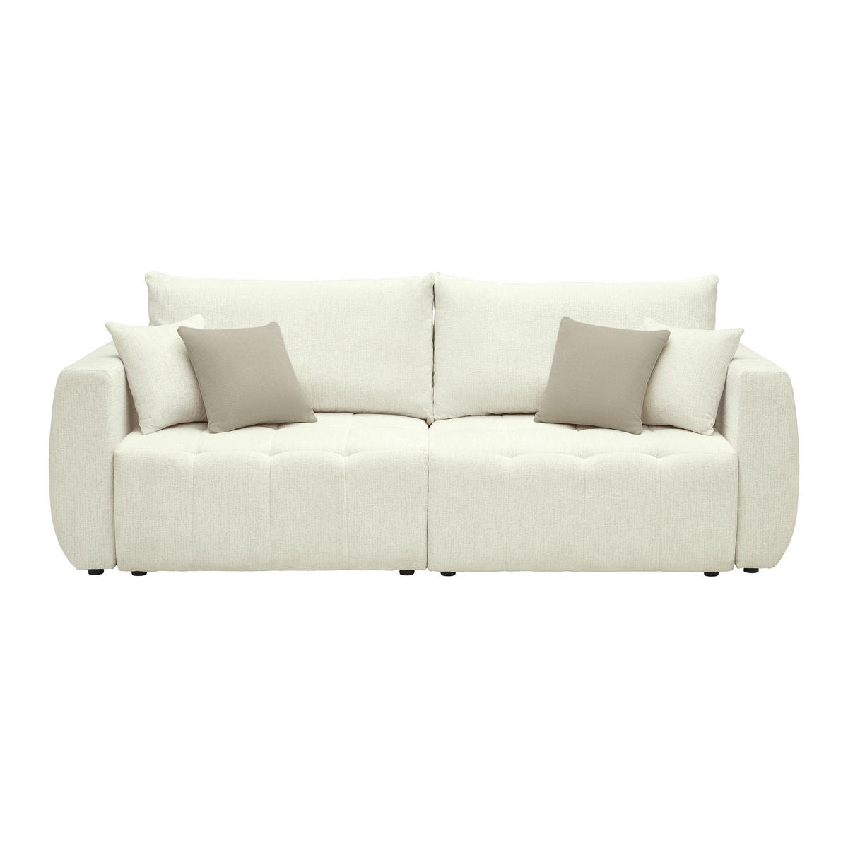SCHLAFSOFA in Chenille, Jacquard Beige  - Beige/Schwarz, Kunststoff/Textil (245/74-90/104cm) - MID.YOU