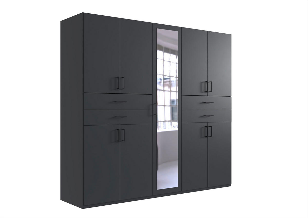 ORMAR ZA ODJEĆU  225/208/58 cm    - boje grafita/crna, Moderno, staklo/drvni materijal (225/208/58cm) - Hom`in
