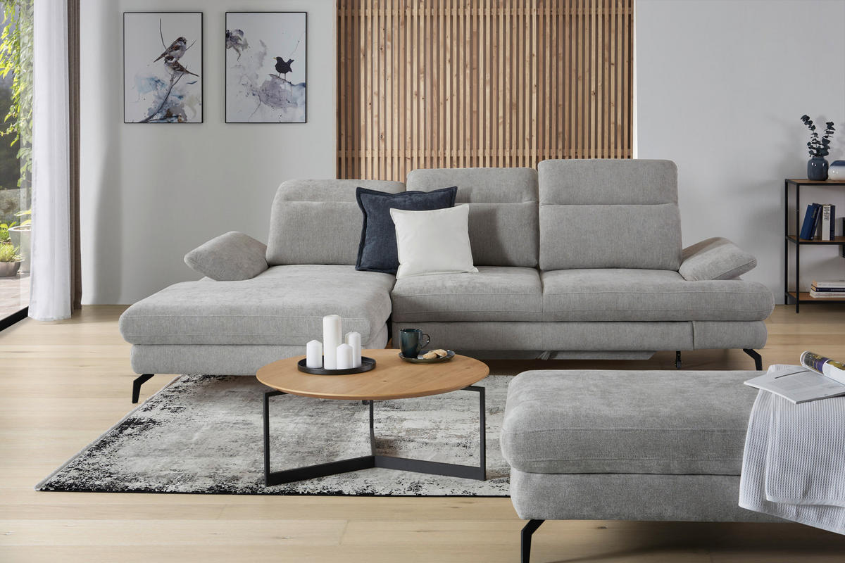 HÖRNSOFFA i velour ljusgrå  - ljusgrå/svart, Design, metall/textil (184/288cm) - Best Price