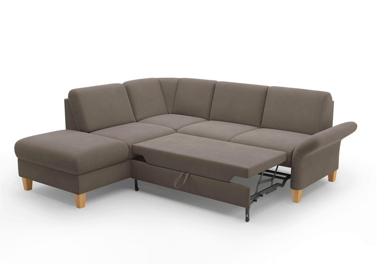 ECKSOFA ROCHELLE E Schlammfarben Flachgewebe  - Schlammfarben/Eichefarben, KONVENTIONELL, Holz/Textil (216/240cm) - Sit & More