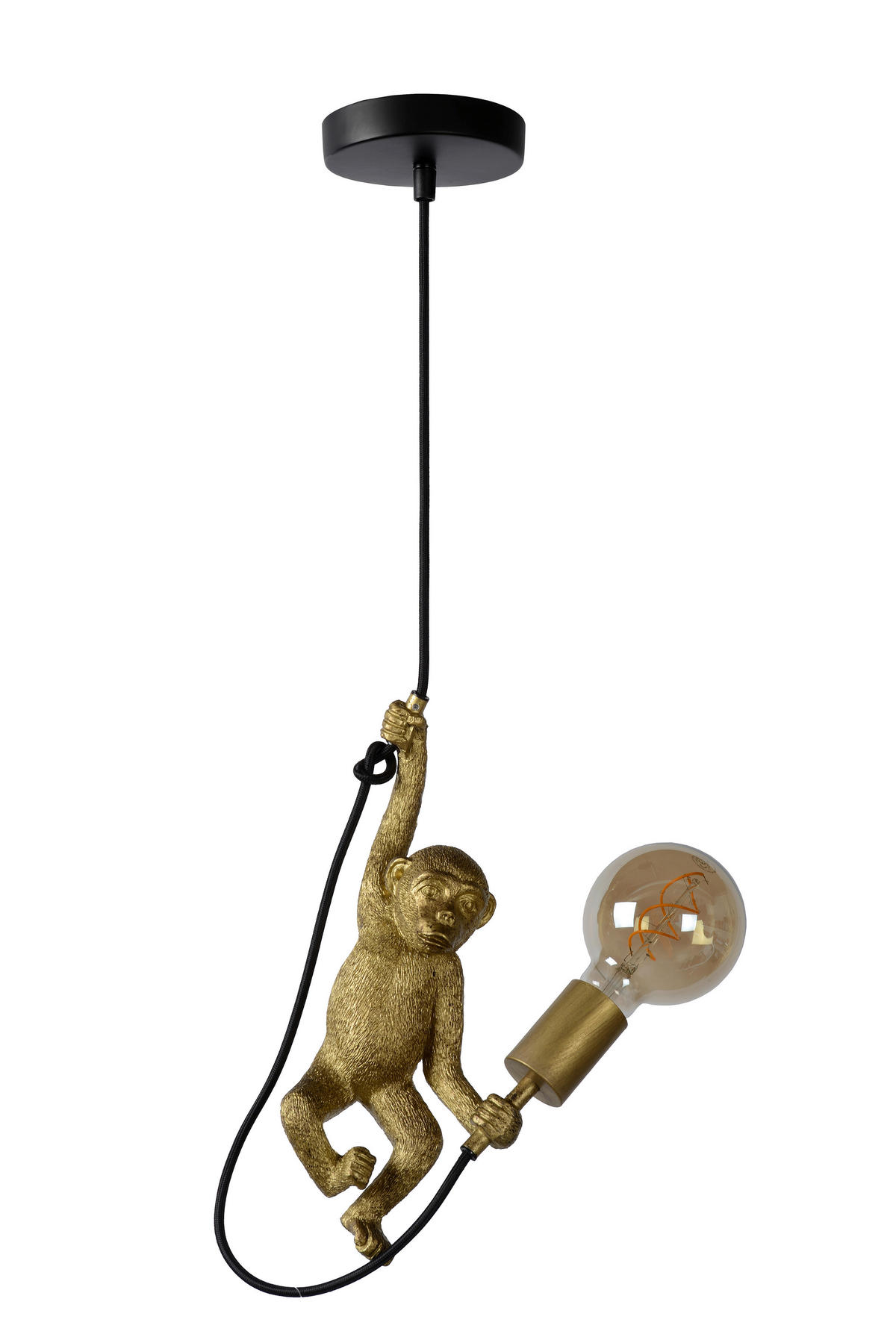 VISEČA SVETILKA  EXTRAVAGANZA CHIMP   17.6/17.6/174.5 cm        60 W E27 - zlate barve/črna, Trend, umetna masa/tekstil (17.6/17.6/174.5cm)