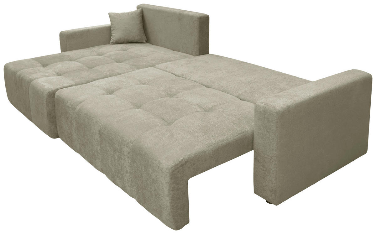 ECKSOFA LAGUNA Beige Frottee  - Beige/Schwarz, Design, Kunststoff/Textil (143/260cm) - MID.YOU