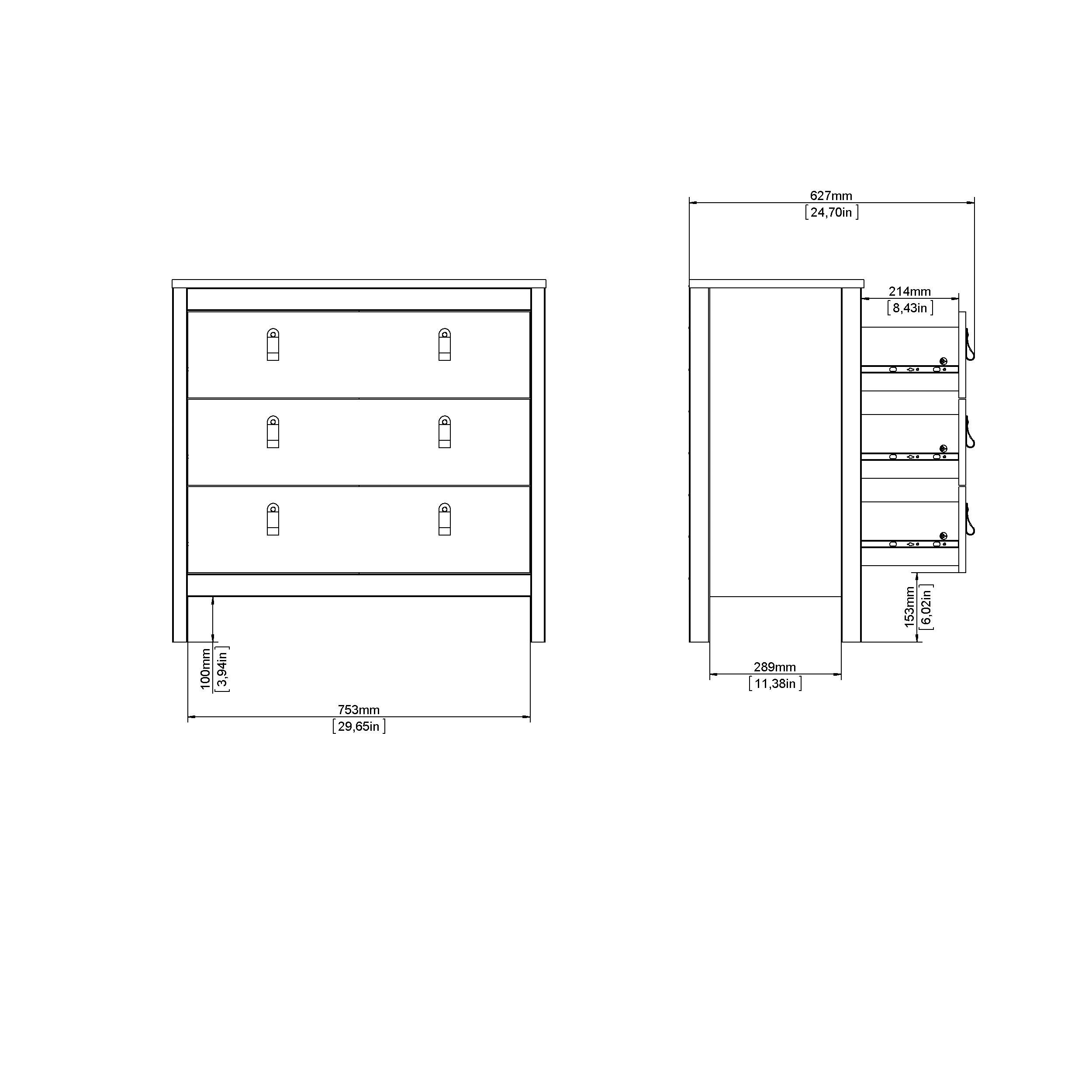 Thumbnail - Mid.you Kommode, Eiche, Metall, 3 Schubladen, 82.3x79.7x38.4 cm, Wohnzimmer, Kommoden & Sideboards, Kommoden