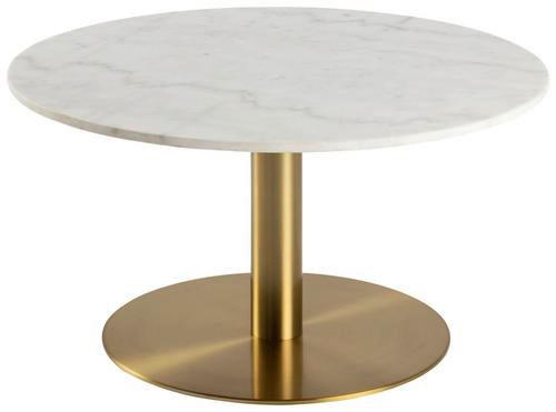 COUCHTISCH 80/80/45 cm rund Weiß, Messingfarben  - Messingfarben/Weiß, Trend, Stein/Metall (80/80/45cm) - MID.YOU