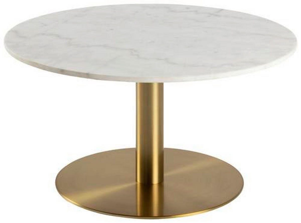 COUCHTISCH Marmor 80/80/45 cm rund Weiß, Messingfarben  - Messingfarben/Weiß, Trend, Stein/Metall (80/80/45cm) - MID.YOU