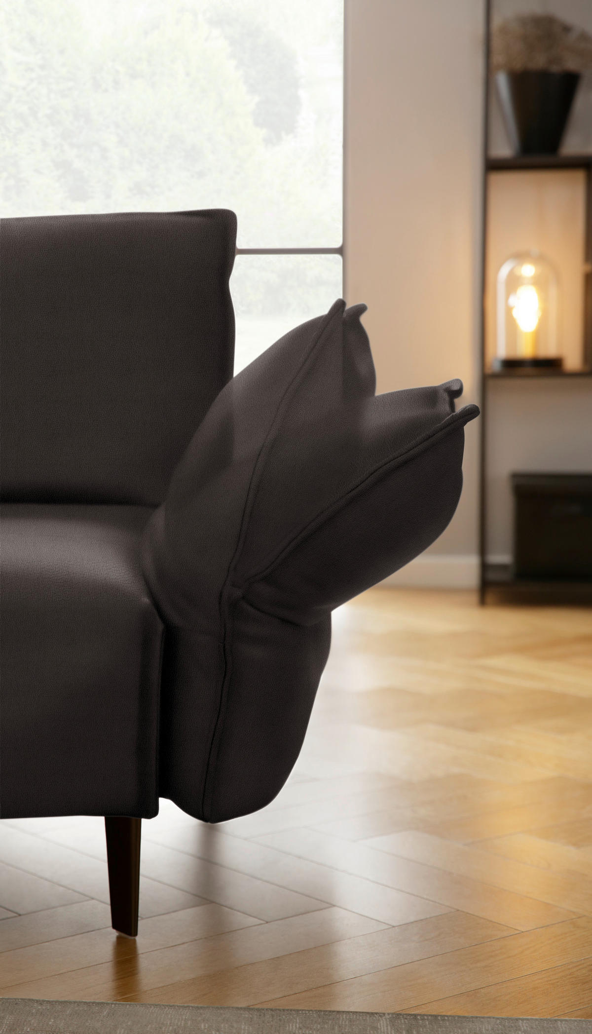 ECKSOFA in Echtleder Dunkelbraun  - Dunkelbraun/Schwarz, Design, Leder/Metall (272/340cm) - W.Schillig